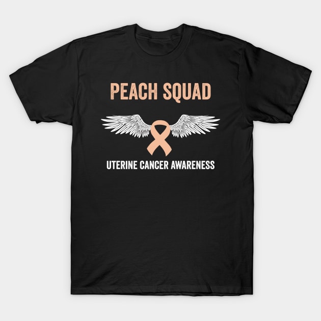 uterine cancer awareness month - peach ribbon squad T-Shirt by Merchpasha1